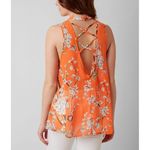 Miss Me Orange Sheer Floral Tunic Tank L EUC Photo 1