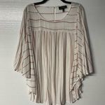 Lane Bryant Shirt Women 18/20 Ivory Red Flowy Cape Sleeves Keyhole Button Back Photo 0