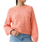 J.Crew Pointelle Crew Neck Wool Blend Long Sleeve Sweater LARGE Photo 0