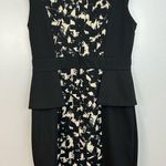 London Times Black & White Abstract Peplum Pencil Shift Dress Size 6 Photo 4