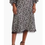 Nordstrom Black/White Floral Slip Skirt with Lace Hem- size XS Photo 0