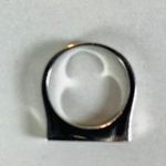 Silver Black Flat Top Stone Inset Ring Sz 6.75 Photo 5