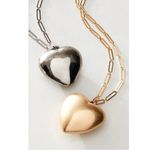 Free People  Paperclip Spektor Heart Pendant Necklace in Silver NWT Chunky Retro Photo 4