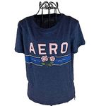 Aeropostale Classic Crew Navy and Pink Aero with Roses Junior Size Extra Large Photo 6