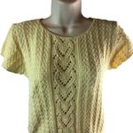 Knit Maven Womens Yellow Short Sleeve Ivory Knit Sweater Top Size M Size M Photo 1