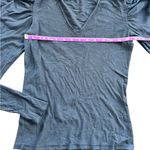 Nation Ltd  Black V Neck Long Puff Ruched Sleeve Shirt Top Pima Cotton Kristen XS Photo 5