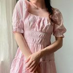 Trixxi Light Pink Tiered Milkmaid Dress M Photo 4