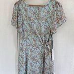 Nicole Miller NWT Floral Wrap Dress in Light Blue Green Size 12 Photo 0