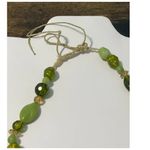 None Beaded Tie String Fashion Statement Necklace Green Photo 5