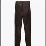 ZARA NEW  Brown Faux Leather Pants LARGE Photo 8