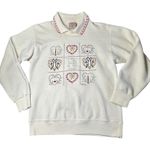 Valerie Sockwell Folk Art Christmas Cream Shirt Womens Small Embroidered Vintage Red Photo 0