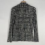 Anne Klein  Top Womens Medium Black White Mesh Lined Geometric Print Mock Neck Photo 8