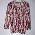 Talbots Small Cotton Button Down Cardigan Watermelon Print CP Photo 0