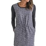 Lou & grey • Mixed Media Drawstring Waist Dress grey herringbone print shift Photo 1