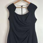 Calvin Klein  Black Cap Sleeve Novelty Neckline Sheath Side-Ruched Dress size 14 Photo 5