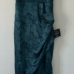 Lulus Simply Stunning Dark Teal Embossed Satin Jacquard Floral Dress NWT Small Photo 0