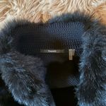 T Tahari faux fur belted cardigan black wool blend large Photo 4