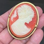 Vintage Unsigned Coral Victorian Cameo Gold Photo 2