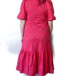 ZARA  The Marta Peach Eyelet Ruffle Poof Sleeve Midi Dress Size Small Photo 3