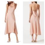 ASTR NWT The Label Pink Cowl Neck Satin Slip Midi Dress Size Medium Cocktail Photo 1