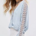 Free People Runaway Crochet Lace Banded Wrap Top in Sky Blue - Size: Extra Small Photo 7
