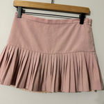 BCBGMAXAZRIA  Pink Pleated Mini Skirt Women Size 0 Lace Trim Photo 0