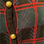 VTG Button Up Plaid Sweater Vest Sz M Gold Buttons Green Red Black Crystal Kobe Multiple Photo 4
