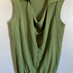 Ellen Tracy 🌞 Avocado Lime Green Drape Collared Sleeveless Blouse #Gr Photo 0