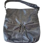 Nine West Faux Leather Y2K Boho Tote Bag Purse Gray Tassels Slouch Studded Hobo Photo 0