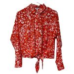 Nine West  Orange and White Tie Front Blouse Size XS Photo 4