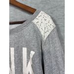 Victoria's Secret Pink Logo Sweatshirt With Lace Shoulders L Photo 1