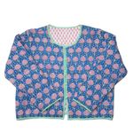 J.Crew NWT SZ Blockprints Reversible Cotton Quilted Jacket in Lilac Pineapple L Photo 1