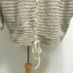 XOXO  Oat Beige Cable Knit Faux Fur Trim Dolman Hi Lo Open Front Cardigan Medium Photo 6