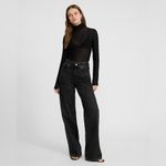 ZARA Black Sheer Mesh Turtleneck Long Sleeve Top – Size M Photo 2