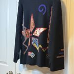 Chico's Artsy 100% Wool Silk Patch Cardigan Embroidered Button Up/Fur Collar M # Photo 4