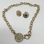 Anne Klein Vintage 80s 90s Gold Chain Lion Cutout Necklace Clip Earrings Set Photo 0