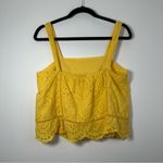 7 For All Mankind  Women's Yellow Eyelet Cropped 100% Cotton Tank Size L Photo 2