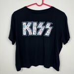 KISS Embroidered flowers logo Cropped T Shirt Size S, M Black Photo 4