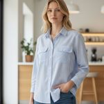 Notations  Classic Blue and White striped Women's blouse Photo 1