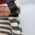 Juicy Couture  Striped Canvas Clutch Shoulder Bag Black White Gold Zip 10x7” Logo Photo 2