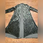 Pyramid Collection. Crushed velvet open front long duster. Olive Green. Large Green Photo 5