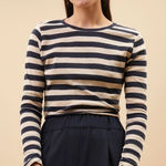 J.Crew NEW Stripe Perfect Fit Long Sleeve Top With Shoulder Buttons XXS Photo 0