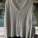 VTG Y2K Bobbie Brooks Cardigan Crochet Sz L Cream Cable knit Chunky USA Hispper White Size L Photo 0