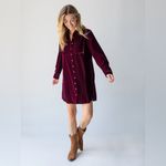 Natural Life  Rocky Velvet Shirt Dress in Cranberry size Small Photo 2