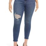 Good American Distressed Fray Hem High Waisted Good Legs Crop Skinny Jeans Photo 0