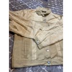 Nasty Gal Women's Plaid Sleeve Denim Jacket Beige Button Up Casual Coat Photo 2