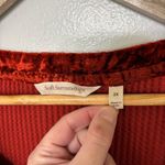 Soft Surroundings Women's Red Orange Velvet Trim Waffle Knit Pull Over Top 2X Photo 1