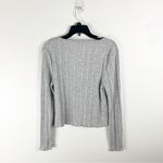 AERO Gray Scoop Neck Long Sleeves Ribbed Knit Button Accents Top Size XL Photo 1