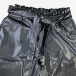 Avec Les Filles  Black Faux Leather Belted High Rise Straight Pants Size Medium Photo 4