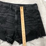 American Eagle  Outfitters black distressed denim shorts size 4 cut offs Photo 3